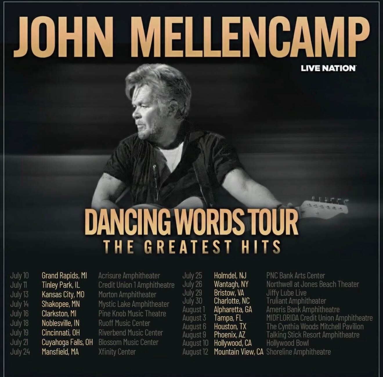 John Mellencamp Dancing Words Tour Poster 2026